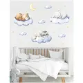 Интерьерные виниловые декоративные наклейки на стену детские большие для детей Животные на облаках, декор, украшение в детскую комнату