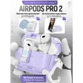Чехол для наушников AirPods Pro 2 MagSafe, с подставкой, с магнитным замком и карабином, пластик, сиреневый