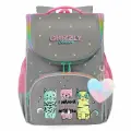 Ранец школьный GRIZZLY суперлегкий с анатомической спинкой, на ножках, с мешком для обуви, для девочки, RAm-584-2/1