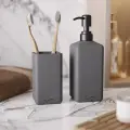 Набор для ванной Emily Slim 01 (дозатор с черной помпой, стакан для зубных щеток), бетон, графитовый матовый
