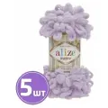 Пряжа для вязания крючком, спицами Alize Ализе плюшевая, Puffy толстая, микрополиэстер 100%, цвет 27 бледно-сиреневый, 5 шт. по 100 г, 9 м