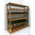 Стеллаж для 35 бутылок вина и шампанского деревянный со столешницей. Темный орех.