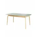Стол обеденный Энцо-02 EGGER: Зеленый Эвкалипт - Основание береза лак