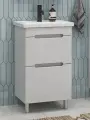 Тумба напольная SanStar Адель 50 с раковиной Фостер 50 (комплект) для ванной комнаты, белая