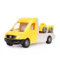 Игрушка Mercedes-Benz Sprinter, 1:24, желтый, с гоночным авто