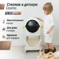 Стеллаж для игрушек UNIX Kids Cosmo 2 напольный на колесиках, с ящиками, пластиковый открытый стеллаж этажерка в детскую комнату для хранения, серый