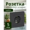 Розетка 1-м СП AtlasDesign 16А IP20 с заземл. защ. шторки в сборе карбон SchE ATN001044( 5 шт.)