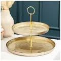 AKCAM Этажерка для фруктов и десертов «Кувшинка», 2 яруса, d=21/28 см, стекло, золотая