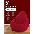 Кресло-мешок Пуффбери «Груша», размер XL маленький, Велюр Красный