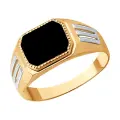 Печатка Diamant online, красное золото, 585 проба, шпинель, размер 19, черный