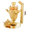 Самовар Заводской рюмкой 5л латунь угольный в наборе