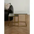 Журнальный столик квадратный, каспий светлый/золото, комплект 2 штуки