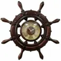 Штурвал с часами настенный Бриг+ С-12-Ч Покоритель Морей, d.70см, механизм 197мм