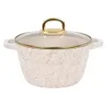Кастрюля 4,5л со стеклянной крышкой, АП линия Грация (белый/золото)
