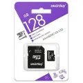 Micro SDXC карта памяти Smartbuy 128GB cl10 U3 V30 для видеонаблюдения (с адаптером SD)