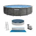 Бассейн карканый Intex круг. грейвуд 549х122см+лестница+настил+тент+фильтр-насос 220в. от 6лет