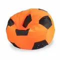 Мир Пуффов Кресло-мешок «Мяч» Оранжево-черный, cъемный водоотталкивающий чехол, размер-XXXL с ручкой для переноски