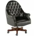 Офисное кресло руководителя базель, кожаное, дерево, 200 кг, черное