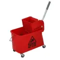 Ведро 20л ЭкоКоллекция с двумя отделениями и механическим отжимом, на колесах, красное