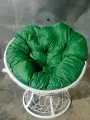 Кресло Папасанротанг мини белый/зеленая