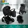 Коляска для новорожденных 3 в 1 Jovola Swift универсальная, всесезонная с автолюлькой, черный