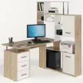 Компьютерный стол КС-15 Орхидея Дуб Сонома/Белый Правый