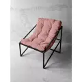 Кресло мягкое удобное для отдыха, уличное, на балкон, на веранду, в стиле лофт, минимализм, Слэш + Велюр розовый