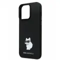 Karl Lagerfeld силиконовый чехол для iPhone 14 Pro Max, NFT Choupette metal pin черный