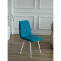 Милана Мягкий стул/Набор стульев /кухонные стулья/цвет синий с белыми ножками/2шт