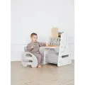 Детский стол трансформер со стулом пластиковый 3 в 1 UNIX Kids Grey + стеллаж + маркерная доска, для дома и дачи