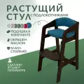 Растущий стульчик для детей Непоседа. Темный орех. Синие подушки.