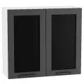 Шкаф кухонный навесной со стеклом Глетчер Маренго 80 см, МДФ Soft-touch темно-серый