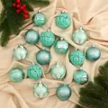 Шары на елку новогодние d-6 см, 16 шт Мелодия узор треск, зелёный