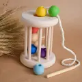 Каталка Деревянная Погремушка Шнуровка для Детей Развивающая