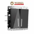 Выключатель двухклавишный с подсветкой Werkel W1120148 черный акрил IP20