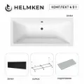 Акриловая ванна Helmken Alvaro 165x75 комплект 4 в 1: ванна, каркас, серый подголовник, черный лицевой экран
