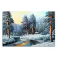 Алмазная мозаика на подрамнике/ Картина страз Ручей в зимнем лесу 50х65 , сложность 5, цветов 24, Komas