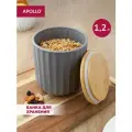 Банка керамическая для хранения сыпучих продуктов Apollo Grecha, с бамбуковой крышкой, 1.2 л, серая