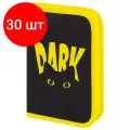 Комплект 30 шт, Пенал BRAUBERG с наполнением, 1 отд, 1 откидная планка, 24 предмета, Dark cat, 272351