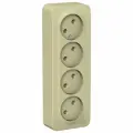 Systeme Electric Blanca наружная Бежевая Розетка 4-ая б/з без шторок, изолир. пластина 16А, 250В, BLNRA000417