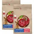 PURINA ONE ADULT для взрослых собак мелких и карликовых пород с говядиной и рисом 3 + 3 кг