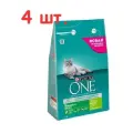Purina One Сухой корм для домашних кошек с индейкой и злаками 12353230, 3,000 кг, 37492 (4 шт.)