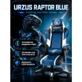 Кресло компьютерное игровое URZUS Raptor Blue, регулировка высоты и наколона, экокожа, черно-сине-белое
