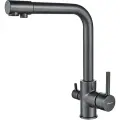 Смеситель для кухни с выходом для питьевой воды серый Графит A5179AT-4 Латунь Accoona два рычага для воды
