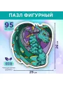 Пазл деревянный фигурный Дракон в раме