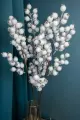 Декоративные ветки, искусственные для декора, новогодние белые ягоды со снегом 65 см 3 шт