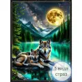Алмазная мозаика COLOR VISION OF LIFE Волки на берегу, полная выкладка, 40x50 см