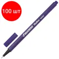 Комплект 100 шт, Ручка капиллярная (линер) BRAUBERG Aero, фиолетовая, трехгранная, металлический наконечник, линия письма 0.4 мм, 142255