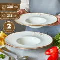 Тарелки фарфоровые большие белые, 27,5х6 см, для пасты и салатов, закусок и нарезки, 2 шт, 300 мл.