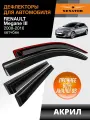 Дефлекторы окон Senator Renault Megane 3 хетчбек, ветровики Рено Меган 3 хетчбек (2008-2016) накладные, 4 шт. акрил